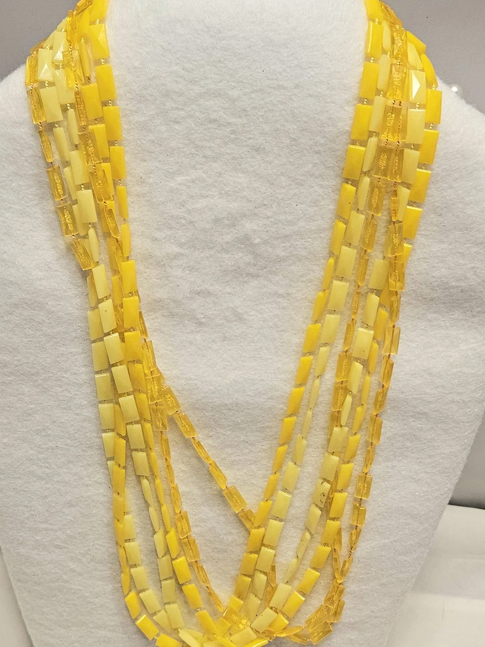 Vintage 1960s Mod MultiStrand Lucite Bead Necklace Vibrant Orange & Butterscotch